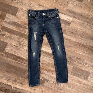 True Religion Kids Distressed Skinny Jeans | Size 7 | Dark Wash